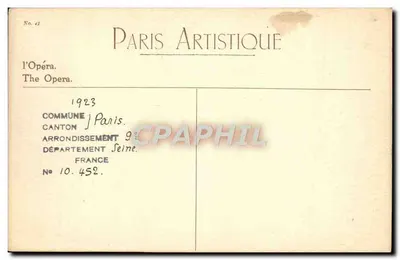 Paris — Das Opernhaus — Paris Artistique, n°4 — Rückseite