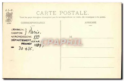 Paris — A Escola Militar — J. L. C. n° 30635 — Verso