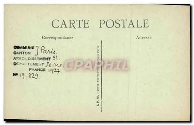 Paris - Jardim das Plantas - A Administração — editor L.P.M., n° 19.829 — Verso