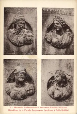 Médaillons da Fachada Renascentista — Padeiro e Molinista da Assistência Pública de Paris (atribuídos a Della-Robbia) — Simi-Brommure, n° 20.957