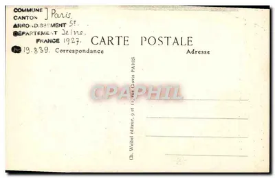Place du Panthéon — dawniej więzienie Biblioteki Świętej Geneviwy — Wydawnictwo Weibel, Paryż — Rewers