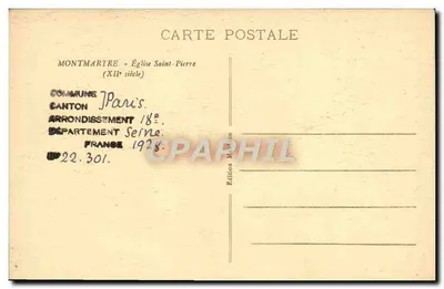 Montmartre — Kościół św. Piotra (XII wiek) — Wydawnictwo M. Léon — Rewers