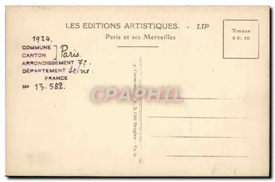 Paris — O Palácio da Legião de Honra — LIP 373 — Verso