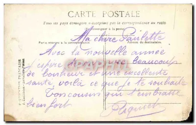 Bilhete postal antigo Boa Ano Cisne — Verso