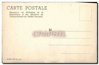 Homenagem do Presidente da República e dos Membros do Governo ao Soldado Desconhecido — Georges Lang, Paris — Verso