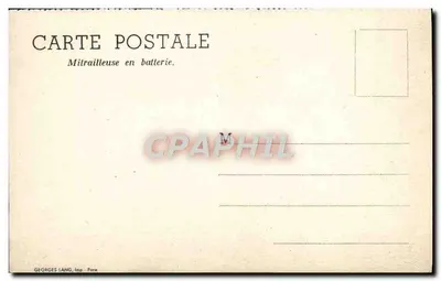 Soldati in azione — mitragliatrice in batteria — Georges Lang, Imp. Paris — Verso