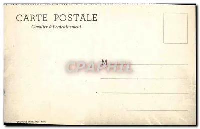 Cavalier à l'entraînement — saut d'obstacle — Georges Lang, imp. Paris — Verso