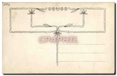 Homem sentado a uma mesa com uma mulher em véu — poema — DESCAN Fot. Paris, n° 3381/5 — Verso
