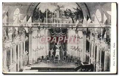 Bilhete postal antigo Paris Grand Orient de France Francs Maçons Franc Maçonnerie
