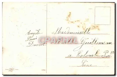 Zimowy widok śnieżny — dekor z hawrania — wydawca TRAILE & MARK, nr 1058 — Rewers