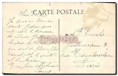 Flor branca e folhas verdes — desenho a lápis — carta postal — Verso