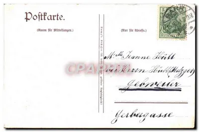 Paisagem rural — decoração de flores de gerânio — editor Remy's Stärke, N° 13 — Verso