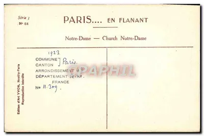 Notre-Dame di Parigi — Parigi... in giro — Edizione d'Arte YVON, serie 3 n°51 — Verso