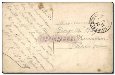Francuski żołnierz i dwie młode kobiety w strojach — EDP nr 6 — Rewers