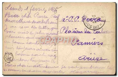Atrás das linhas — A tarefa matinal — Guerra 1914 — Verso