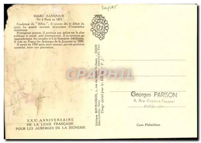 CARTE MAXIMUM Marc Sangier — Verso