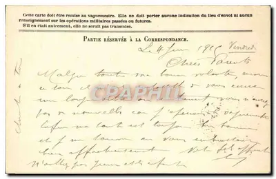 Korespondencja Armii Republiki — Kartka w zwolnieniu — Model A — Sektor pocztowy nr 69 — Steen Graven — Rewers