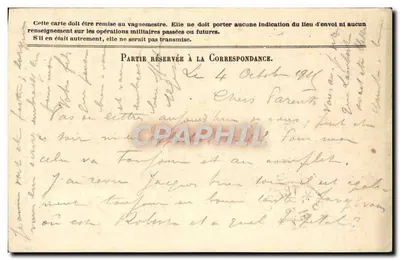 Korespondencja armii Republiki — Karta w zwolnieniu — Kasyr — Rewers
