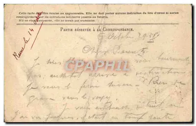 Stara pocztówka Karta militarna Grigne Le Mans — Rewers
