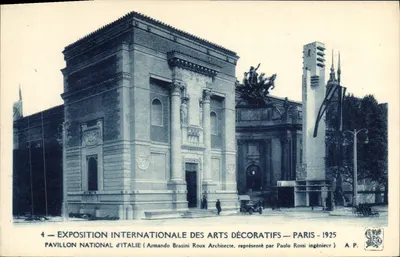 Pavilhão Nacional da Itália — Exposição Internacional de Artes Decorativas — Paris 1925 — Armando Brasini Arquiteto, Paolo Rossi Engenheiro