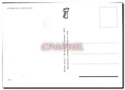 Souvenir da Costa Azul — Carte postale souvenir com vista de várias cidades — Éditions S.E.P.T. - Nice — Verso