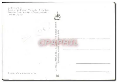 A Costa do Azul — Vallauris, Golfe Juan, Cannes, Juan-les-Pins, Antibes, Cros-de-Cagnes, Cagnes-sur-Mer — Éditions MAR — Verso
