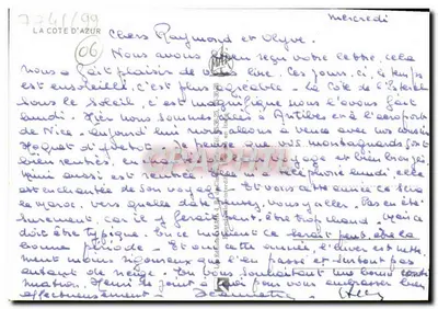 La Côte d'Azur — widok panoramiczny — Stara pocztówka n°06 — Rewers