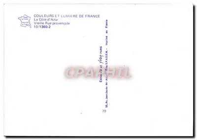 Stara ulica prowansalska — Côte d'Azur — Wydawnictwo Yvion — Rewers