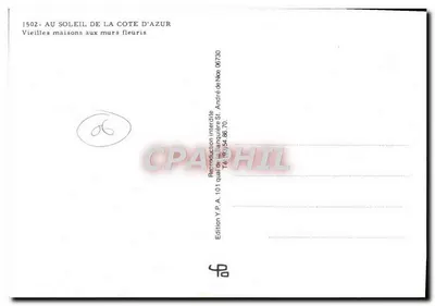 Stare domy z kwiatami na ścianach — Au Soleil de la Côte d'Azur — Wydanie Y.P.A. nr 1502 — Rewers
