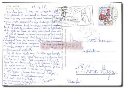 Kust van de Azuurkust en pijnbomen — La Chaloupe, Villefranche-sur-Mer — Uitgave S.E.P.T. — Achterkant