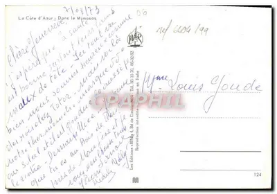 Dzieci wśród mimoz — Côte d'Azur — Wydawnictwo MARY, nr 6604 — Rewers