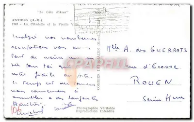 Antibes — A Cidadela e a Velha Cidade — Fotografia Imprensa Célestin — Verso