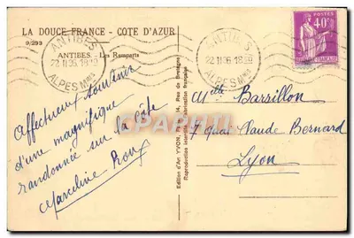 Antibes - Os Muros — vista costeira — edição Yvonn — Verso