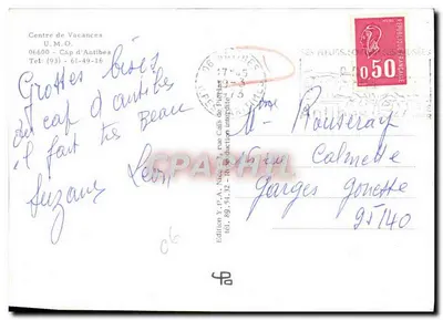 Centrum voor Vakanties UMO — Cap d'Antibes — Uitgave Y.P.A. Nice — Achterkant