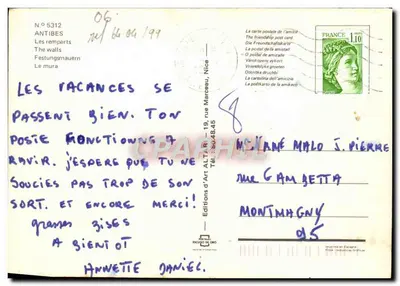 Antibes — Os muros — Edições d'Art Altar, n° 5312 — Verso