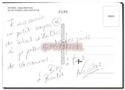 Antibes (Alpes-Maritimes) — Op de muren, net voor de nacht — ELBE Éditions, N° 06624 — Achterkant