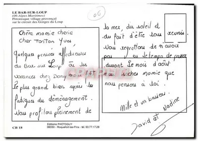Bar-sur-Loup — Provençale dorp — Edities PHOTOGUY, n° CB 18 — Achterkant