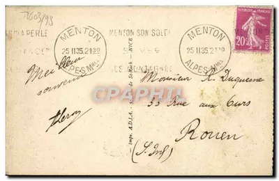 Beaulieu-sur-Mer — Ogólny widok i Tête de Chien. — Drukarnia A.D.I.A. z St-Raphaël (S.2nf) — Rewers