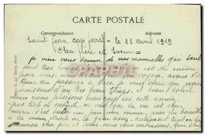Costa Azul - Beaulieu e o Cap Ferrat, vista tirada da Alta Corniche — editor E. Le Deley, n° 192 — Verso