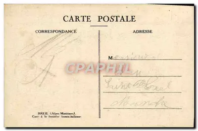 Bilhete postal antigo Breil Estação na fronteira franco-italiana — Verso