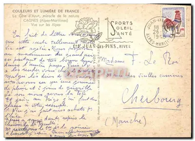 Widok na Alpy — Cagnes (Alpy-Maritimes) — Wydawca S. OLEIL — Rewers