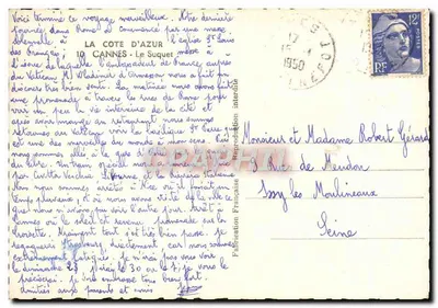 Widok portu w Cannes — Costa d'Azur — wydawca Graphi — Rewers
