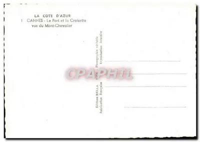 Cannes — Port i Croisette widziane z Mont-Chevalier — Éditions Rella, Nice — Rewers