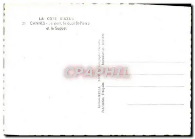 Cannes - Port, nabrzeże St-Pierre i Suquet — Wydawnictwo Bélla, Nice — Rewers