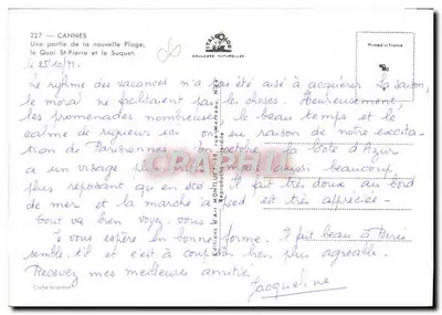 Cannes — Uma parte da nova Praia, o Quai St-Pierre e o Suquet — Éditions Montlucet — Verso