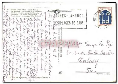 Cannes - Côte d'Azur - Widok lotniczy plaż Croisette — Les Éditions Gillette, n°311 — Rewers