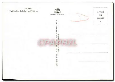 कैन्स — एस्टेरेल पर सूर्यास्त — एडिशन ड'आर्ट मॉंटलूसॉन, निस — पीछे