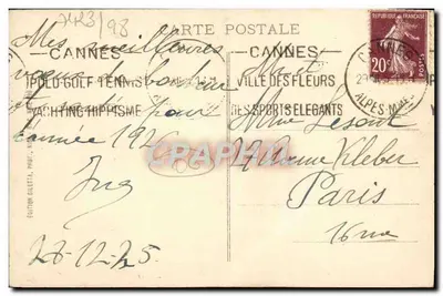 Cannes — Plaża i Góra Estérel — Wydawnictwo Giletta, nr 408 — Rewers