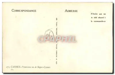 Cannes - Panorama widziany z Super-Cannes — Lévy i Neudorff połączeni, Paryż — Rewers