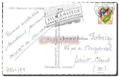 Cannes — Widok panoramiczny i wybrzeże — Wydawnictwo S.F.P.T. nr 8-285 — Rewers